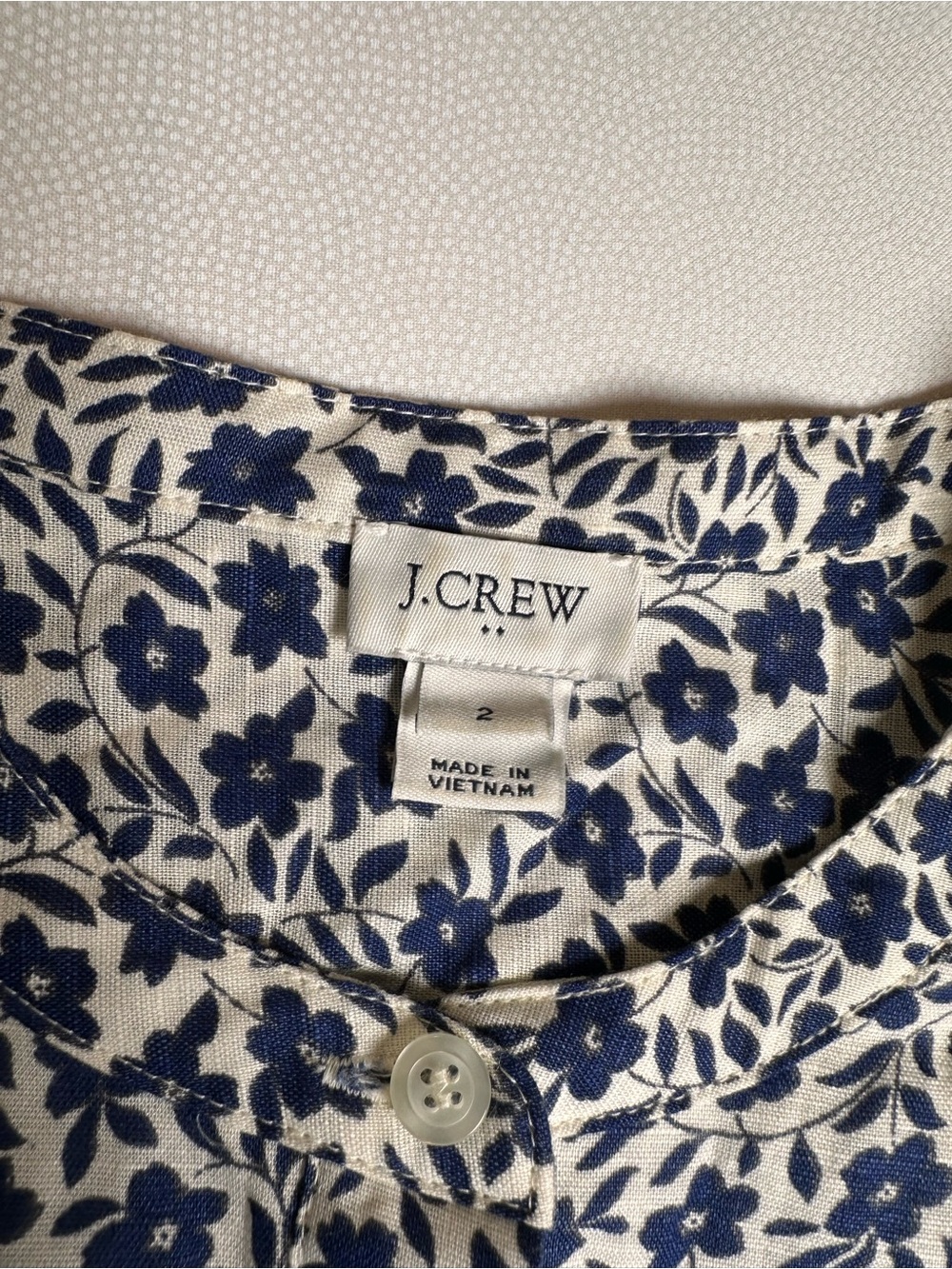 J.Crew Floral Sleeveless Fit Flare Dress Women Size 2 Blue White Linen Cotten - Picture 5 of 12